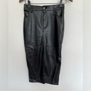 Guess Black Faux Leather Women's Midi Skirt Size XS